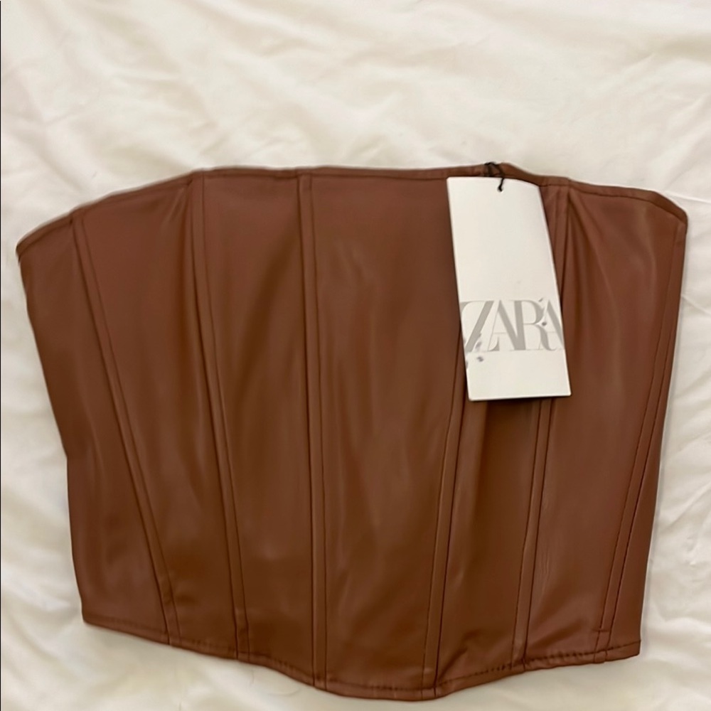 Zara Brown Corset Top